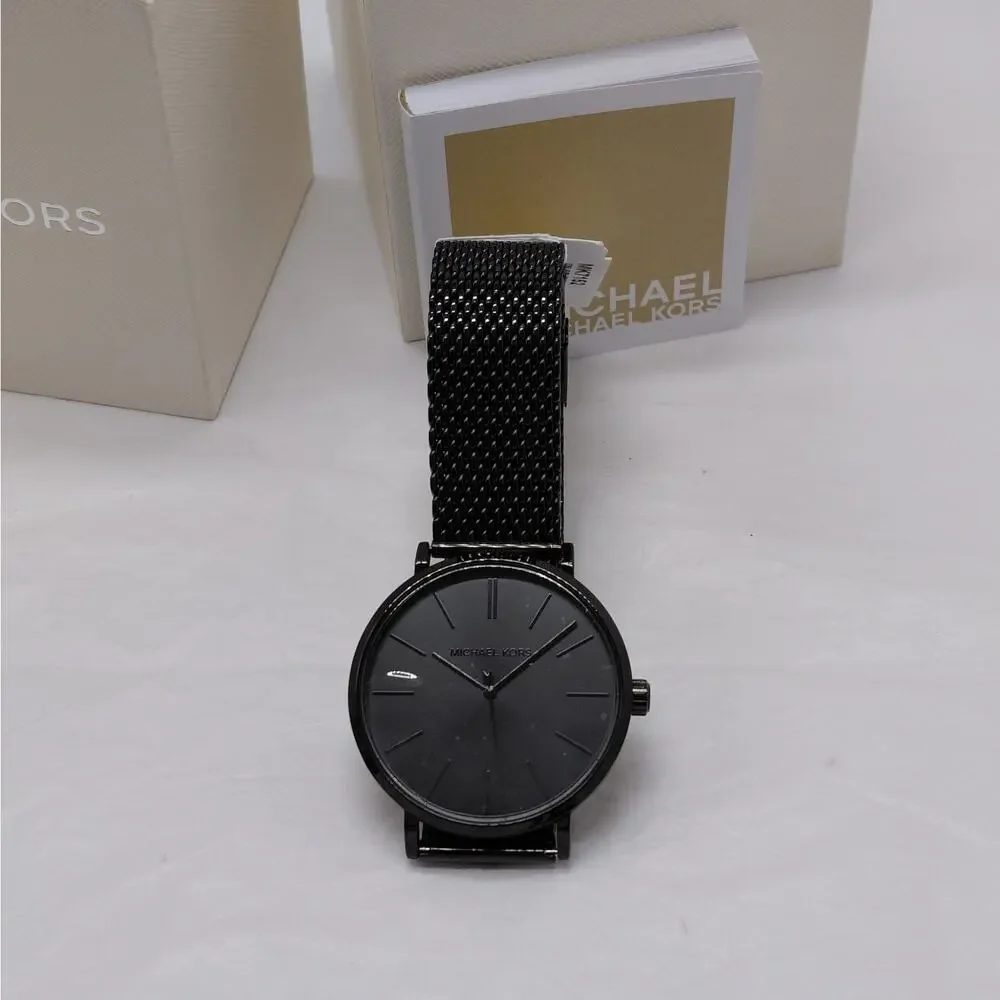 $225 NWT Michael Kors Mens Auden Watch Black Mesh Gift Stainless Steel 42mm